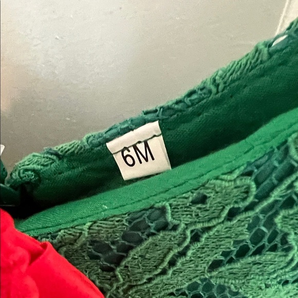 Red and Green Lace Baby Dress - Picture 3 of 3